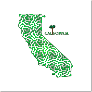 California State Outline Colored Maze & Labyrinth Posters and Art